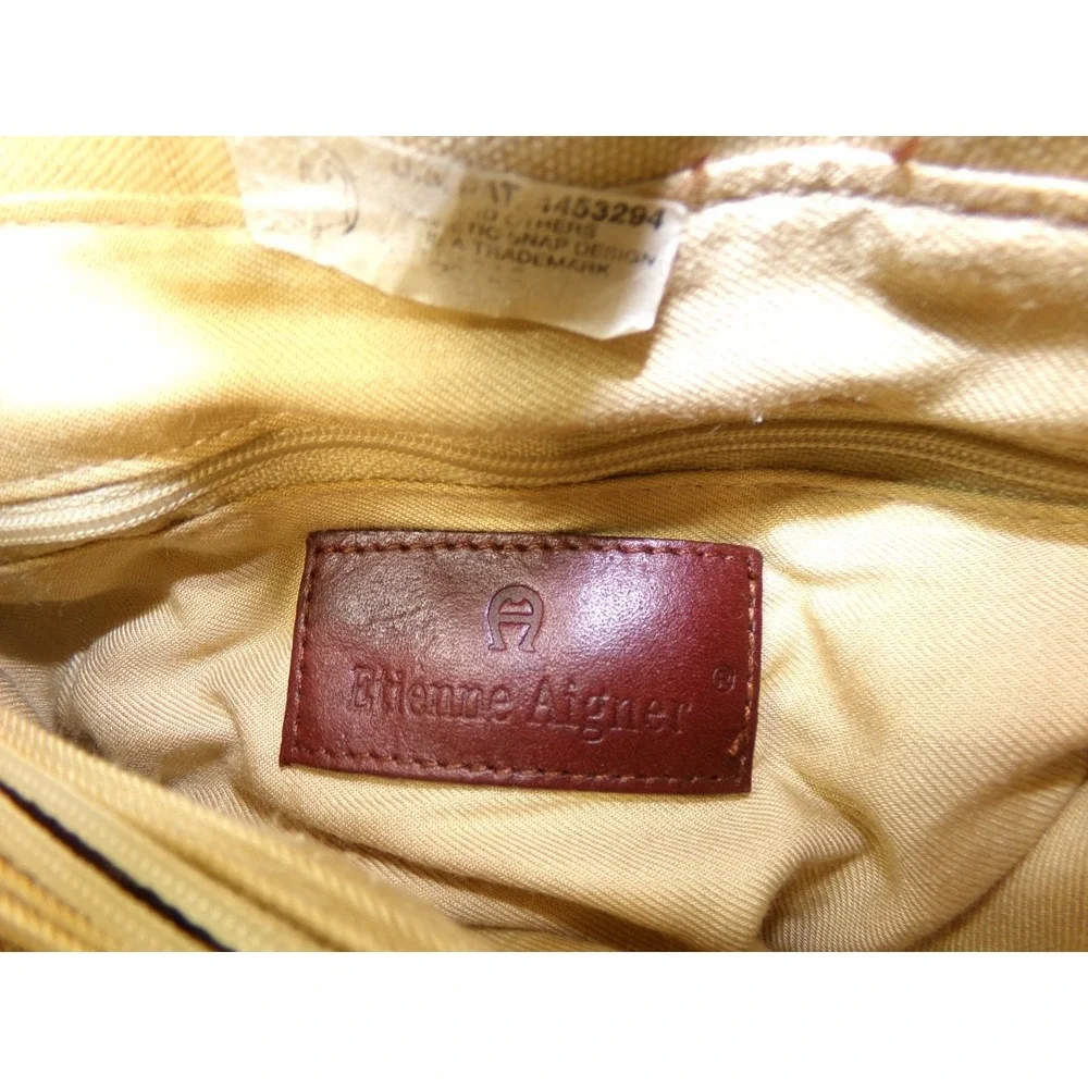 Etienne Aigner Canvas & Leather Handbag Purse Tan Brown Shoulder Bag